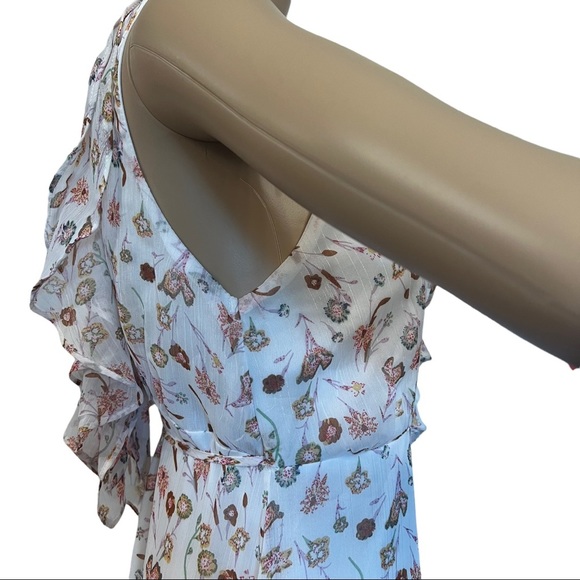 Miami Dress Women S White and Floral Metallic Thread Detail Wrap Style - Picture 10 of 12